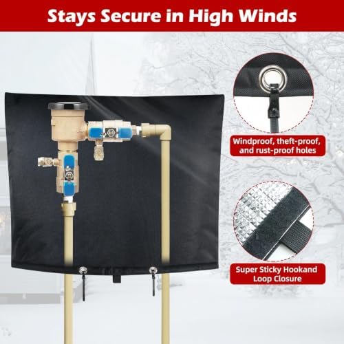 Backflow Preventer Cover, Pipe Freeze Insulation, 30" Wx24 H, Black - Image 5