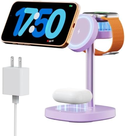 3 in 1 Fast Charging Station, 15W Magnetic Wireless Charger Stand by Unknown