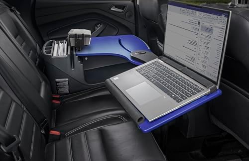 AutoExec Reach Desk Back Seat Left Side for Your Vehicle Workstation and Mobile Office, Blue, with Printer Stand and Phone Vent Clip - Image 4