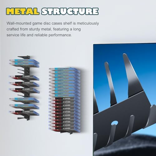 Video Game Storage Wall Mount - 8PCS Heavy-Duty Metal Game Case Holder Media Storage Shelves for PS, Xbox, DVD, Switch Game Organizer Display Stand, Holds up to 152 - Image 5