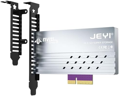JEYI PCIe 5.0 4X to M.2 NVMe Adapter Card, Gen 5 128Gbps, Heatsink by JEYI