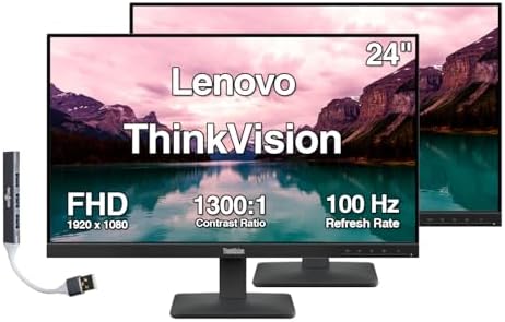 Lenovo ThinkVision 24" FHD IPS Monitor w/ 100 Hz Refresh Rate (2-Pack) by LENOVO
