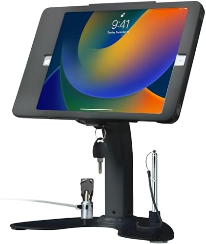 CTA Digital Dual Kiosk Stand – CTA Dual Security Kiosk Stand with Locking Case, Cable, and 360-Degree Rotating Base – Compatible with iPad 7th/ 8th/ 9th Gen 10.2-inch, iPad Air 4, (PAD-ASKB10) – Black by CTADigital