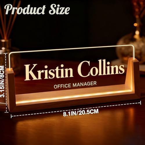 Personalized LED Name Plate for Desk, Light Up Acrylic Office Decor - Image 6