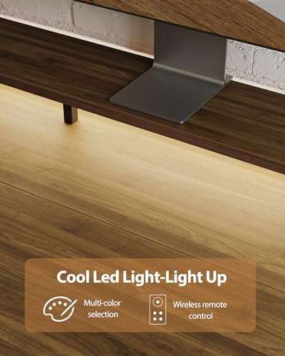 Agilestic 55 * 24 Inch Electric Standing Desk with Shelf & Led, Dark Walnut - Image 6