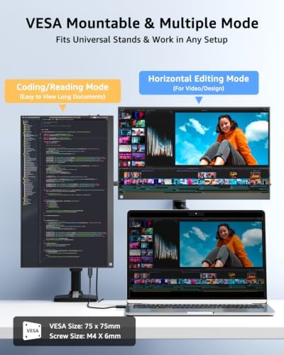 Yodoit Portable Monitor for Laptop 1920×1200 14" FHD Travel IPS Screen Display with USB Type C Port and Built-in Speakers with Cover Compatible with PC, MacBook, Xbox - Image 7