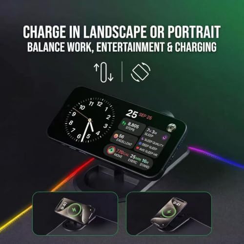 3-in-1 Wireless Charging Mouse Pad, 15W RGB Gaming Desk Mat with Phone, Watch & Earbuds Charging Station, 31.5 x 11.8 in Extended Mouse Pad, Smooth Surface, Non-Slip Rubber Base, Black - Image 5