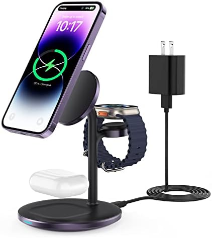 3 in 1 Magnetic Wireless Charging Station for Apple Devices,15W for Magsafe by XooFly
