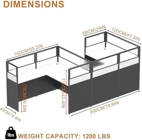 Nykto Office CubicleDesk with Mute Privacy Panels (C2 Person-S, Black) - Image 2
