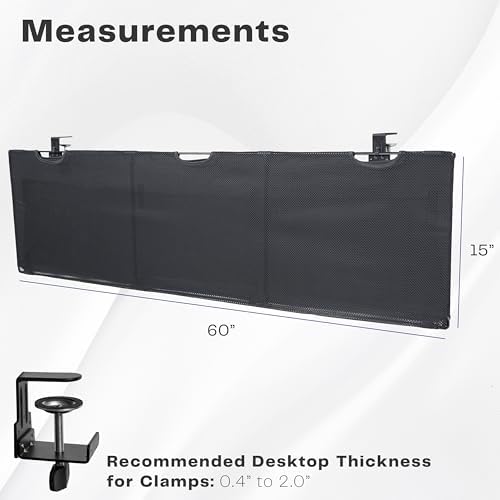 VIVO Black Clamp-on 60 inch Desk Cable Management Sleeve, DESK-SKIRT-60P - Image 3