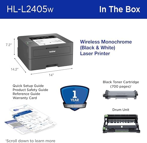 Brother HL-L2405W Wireless Compact Monochrome Laser Printer with Mobile Printing, Black & White Output | Includes Refresh Subscription Trial(1), (Renewed Premium) - Image 7