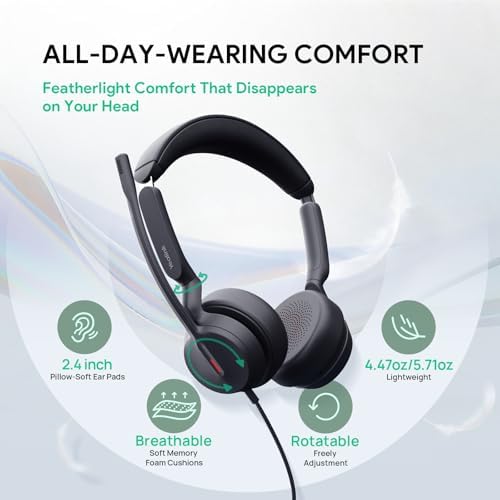 Yealink UH44 Wired Computer USB Headset, 2 AI Noise-Canceling Microphones - Image 3