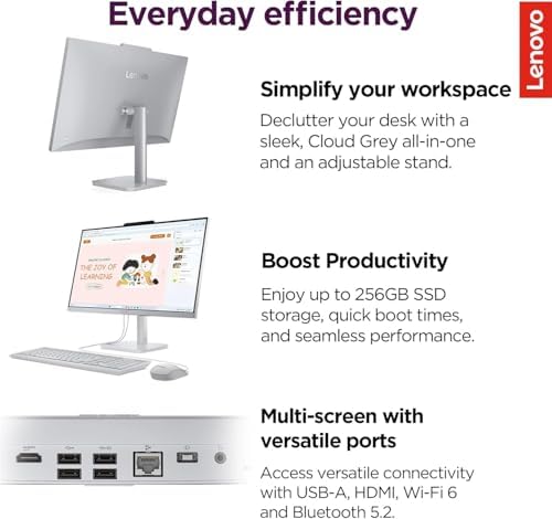 Lenovo IdeaCentre 24" FHD All-in-One Desktop Computer with Office 365 for The Web • 32GB RAM • 2TB Storage • Intel Core • Wired Keyboard and Mouse • Windows 11 - Image 6