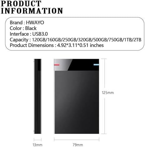 HWAYO 250GB Ultra Slim Portable External Hard Drive 2.5'' HDD USB3.0 - Image 7