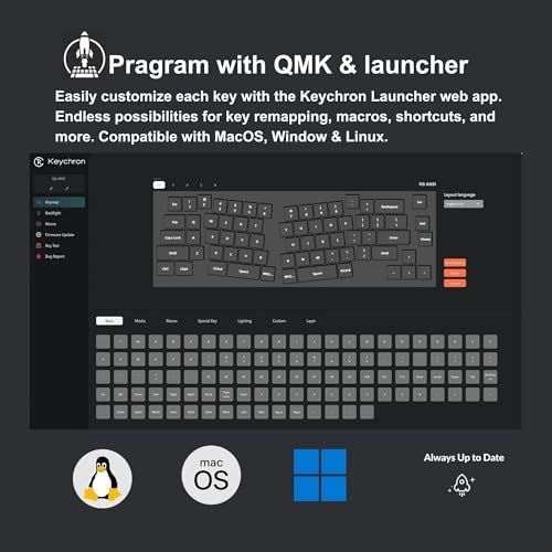 Keychron Q8 65% Alice Layout Barebone Mechanical Keyboard – Full Metal, Wired, Hot-Swappable, QMK Programmable Macros, Mac/Windows/Linux Compatible, RGB, Double-Gasket DIY Kit – Grey - Image 3