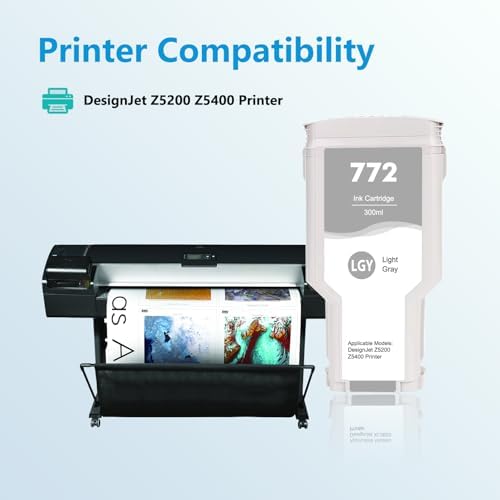 772 Light Gray Ink Cartridge Replacement for 772 CN634A Ink Compatible for DesignJet Z5200 Z5400 Printer,1 Pack, 300ml - Image 2