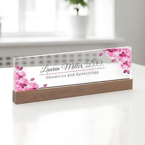ARTBLOX | Personalized Name Plate Pink Orchid V2 Clear Acrylic by Artblox