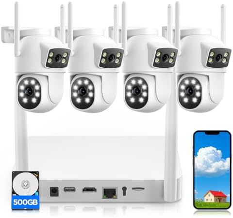 Camcamp Dual-Lens Home Security Cameras System Wireless Outdoor, 4 Cam Kits by CAMCAMPSECURITY