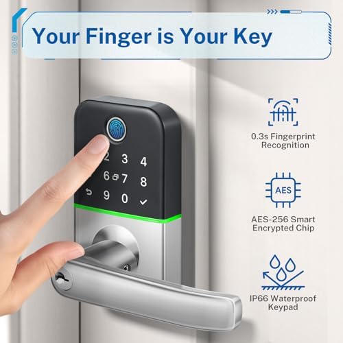 Keypad Smart Door Lock with Handle: Kucacci Keyless Entry Door Lock - Smart Lock for Front Door - Electronic Door Lock with Keypad for Exterior Door - Deadbolt Lever Alternative - Easy Installation - Image 4