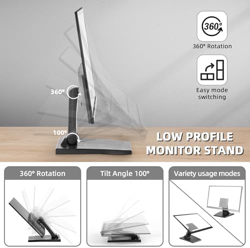 WEARSON Low Profile Monitor Stand - Foldable Touch Monitor MINI PC Stand Compatible with VESA 75x75 and 100x100mm Monitor Mounts For Kiosk,AIO Monitor Base Adjustable Folding Flat - Image 4