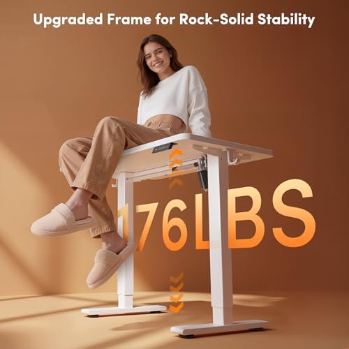 FEZIBO 40" Small Electric Standing Desk Height Adjustable Desk, White - Image 4