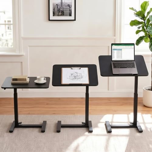 Overbed Bedside Table with Wheels, Foldable Rolling Desk Adjustable Height - Image 2