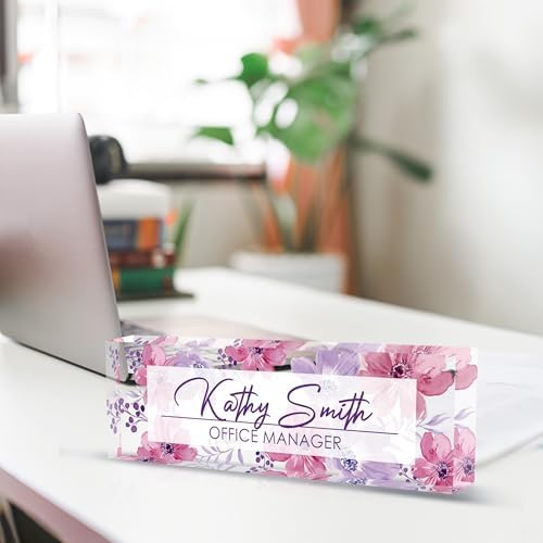 Personalized Name Plate for Desk, Custom Desk Name Plate, Acrylic Name Plate Office Desk Accessories, Personalized Office Gifts for Coworkers Teachers, Employee Appreciation Gifts (A-WaterColor4) - Image 4