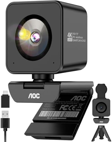 AOC 4K Webcam for PC with PDAF, Sony Sensor, 1080P 60FPS Streaming Camera by AOC