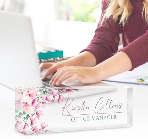 Custom Name Plate for Desk, Personalized Desk Name Plate on Clear Acrylic Glass, Appreciation Gifts for Teacher Employee Boss Coworkers Nurse, Office Desk Accessories for Women Men (Peach) - Image 3