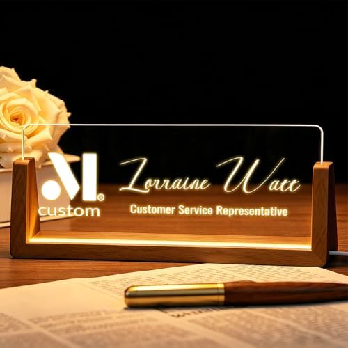 Desk Name Plate Personalized with LED Light - Custom Name Plate for Office Decor, Professional Appreciation Gifts for Bosses, Coworkers, Teachers, Men & Women by Unknown