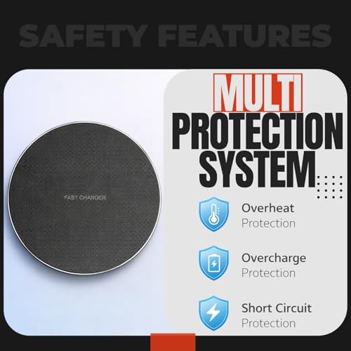 15W Wireless Charging Pad, Qi Compatible Wireless Charger for Smartphones, Fast Charging Non Slip Charger Mat with USB Cable for Desk, Office and Bedside - Image 3