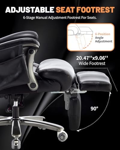 800LBS Massage Office Chair with Foot Rest & 8 Points Vibration Heat for Heavy People,Big and Tall Ergonomic Executive Reclining Desk Chairs for Home Office Managerial Use - Image 6