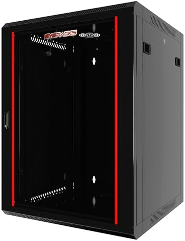 12U Wall Mount Network Cabinet, 18 Inch Deep Enclosed Server Rack with Locking Tempered Glass Door for Home Lab, Office IT & AV Equipment by SYSRACKS