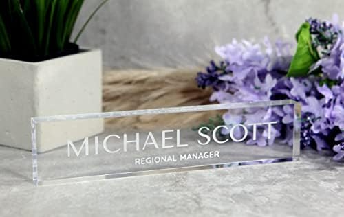 Customizable Personalized Clear Acrylic Desk Name Plate - 2”x 9” - Office Decor - 9 Different Fonts to Choose from - Engraved Name Plate - Image 3