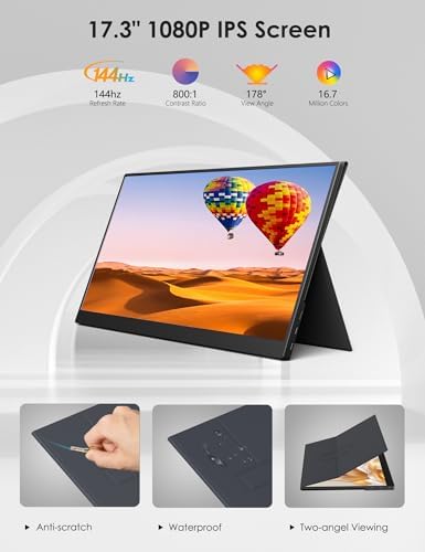 Anyuse 17.3" FHD 144Hz IPS USB-C HDMI Portable Monitor - Image 3