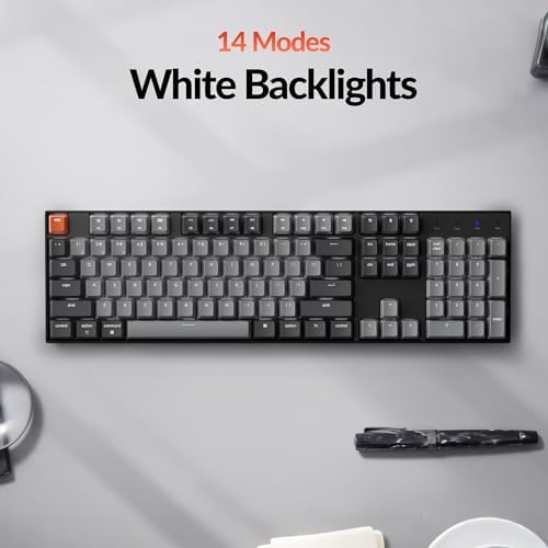 Keychron K10 Full Size 104 Keys Bluetooth Wireless Mechanical Gaming Keyboard for Mac Windows with Keychron Silent K Pro Red Switch, Multitasking/White LED Backlight/USB C Wired Computer Keyboard - Image 6