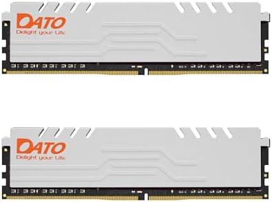 DATO DDR4 RAM 32GB (16GBx2) 3200MHz with Heatsink dimm PC3200 CL16 1.35V PC4-25600 288Pin Non-ECC UDIMM Desktop Memory Module for Gaming - Extreme White by DATO