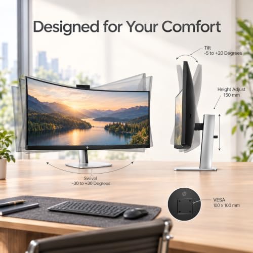 HP Series 5 Pro 34" WQHD USB-C Monitor, Webcam, Speakers, Tilt, Swivel - Image 6