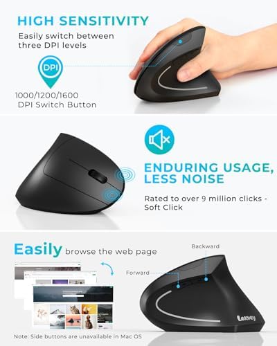Lekvey Ergonomic Mouse, Rechargeable 2.4G USB Vertical Wireless Mouse - Image 5
