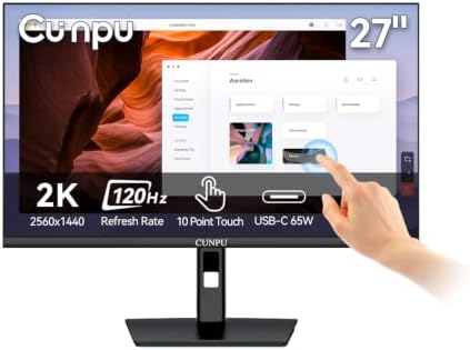 CUNPU 27" USB-C 1400P 120Hz IPS Touchscreen Monitor for POS/Warehouse by CUNPU