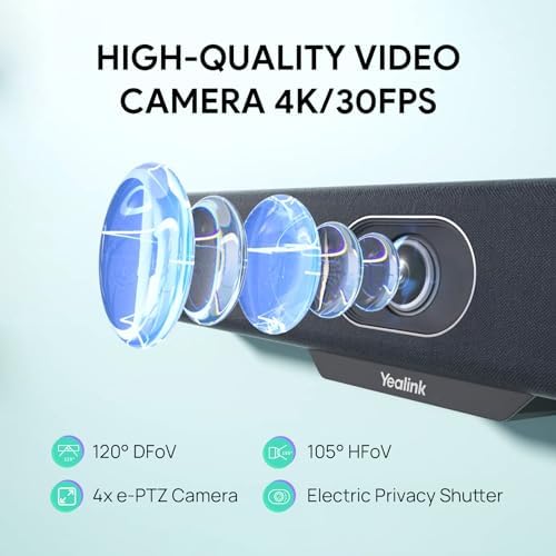 Yealink MeetingBar A10 4K Conference Room Webcam with 120 Wide Angle Camera, Android OS, Video Conferencing System with Microphone and Speaker, AI Speaker Tracking, Auto Framing, Teams Zoom Certified - Image 2