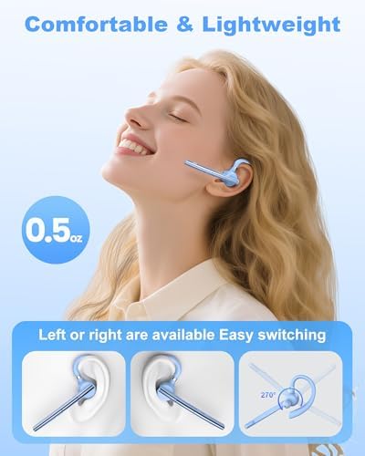 Bluetooth Headset,72H Work Single-Ear Wireless Earpiece for Cell Phone Call - Image 2