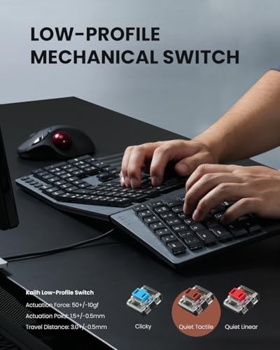 Perixx PERIBOARD-535RD [Firmware Updated] Wired Ergonomic Mechanical Keyboard - Full-Size - Low-Profile Red Linear Switches - NKRO Anti-Ghosting - Compatible with Windows and macOS - Image 5