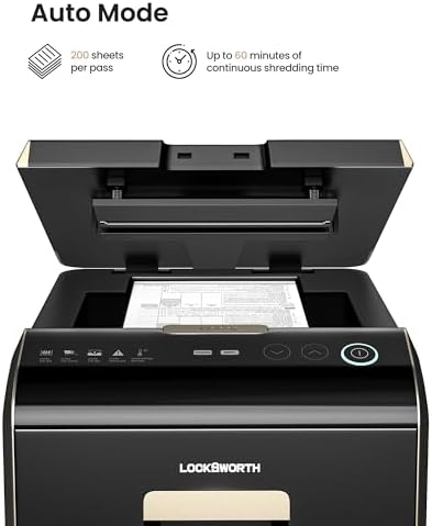 Locksworth-200-sheet Micro-Cut Paper Shredder, P-5 High Security Shredders for Home Office Heavy Duty, Document Shredder, Home Office Heavy Duty Shredder, 8.5 Gallon Capacity - Image 2