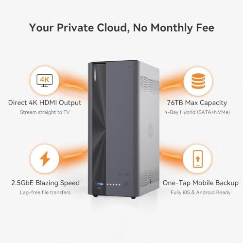 LincStation E1 4-Bay NAS Storage, Quad-Core 2.0GHz, 4GB RAM, 64GB eMMC, 2.5GbE Port & 4K HDMI 2.0, Supports M.2 NVMe SSD & SATA HDD Up to 76TB, Remote Access for iOS/Android/Windows (Diskless) - Image 3