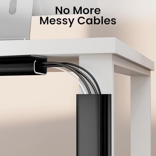 EVEO Under Desk Cable Management Kit (6 Units)-Cable Management Cord Cover, Organizer Tray-96''JChannel 6X16 -Grey - Image 2
