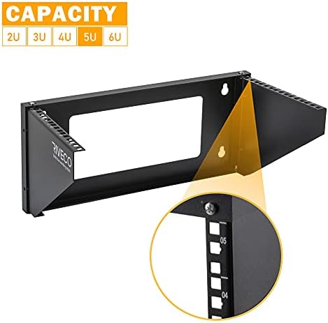 RIVECO 5U Wall Mount Vertical Rack Network Bracket Firm Constructed Easy Assembly Narrow Space Mounting Racks for AV & Stereo Equipment Black - Image 2