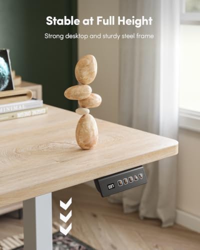 CubiCubi 48 x 24 Large One-Piece Electric Adjustable Standing Desk, Maple - Image 6