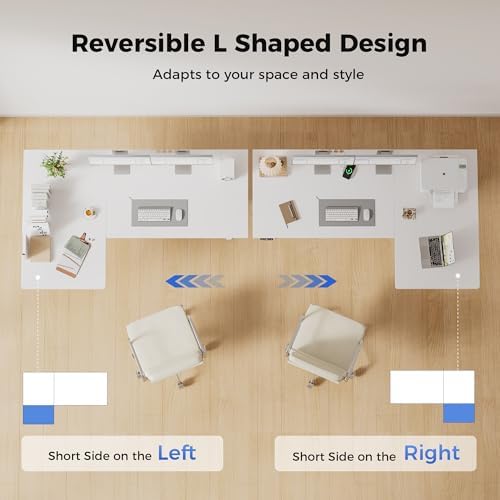 Agilestic 55 * 28 Inch Reversible L Shaped Electric Standing Desk, White - Image 4