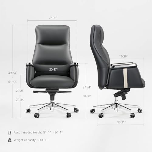 EUREKA ERGONOMIC Royal II Executive Office Chair, Silicone Leather, Gray - Image 2